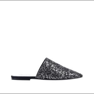 Saint Laurent EU size 39 US 8 1/2 sparkling glittery gray